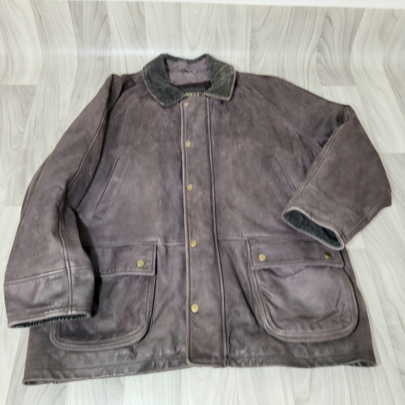 BRASS BOOT Mens XL Brown Leather Utility Jacket Field Motorcycle Coat Vintage - Picture 11 of 12